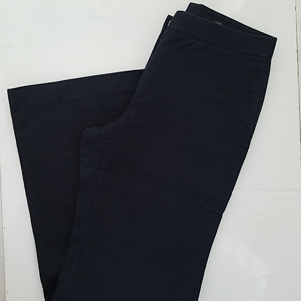 J.Crew Solid Navy Wide-leg Cotton Dress pants